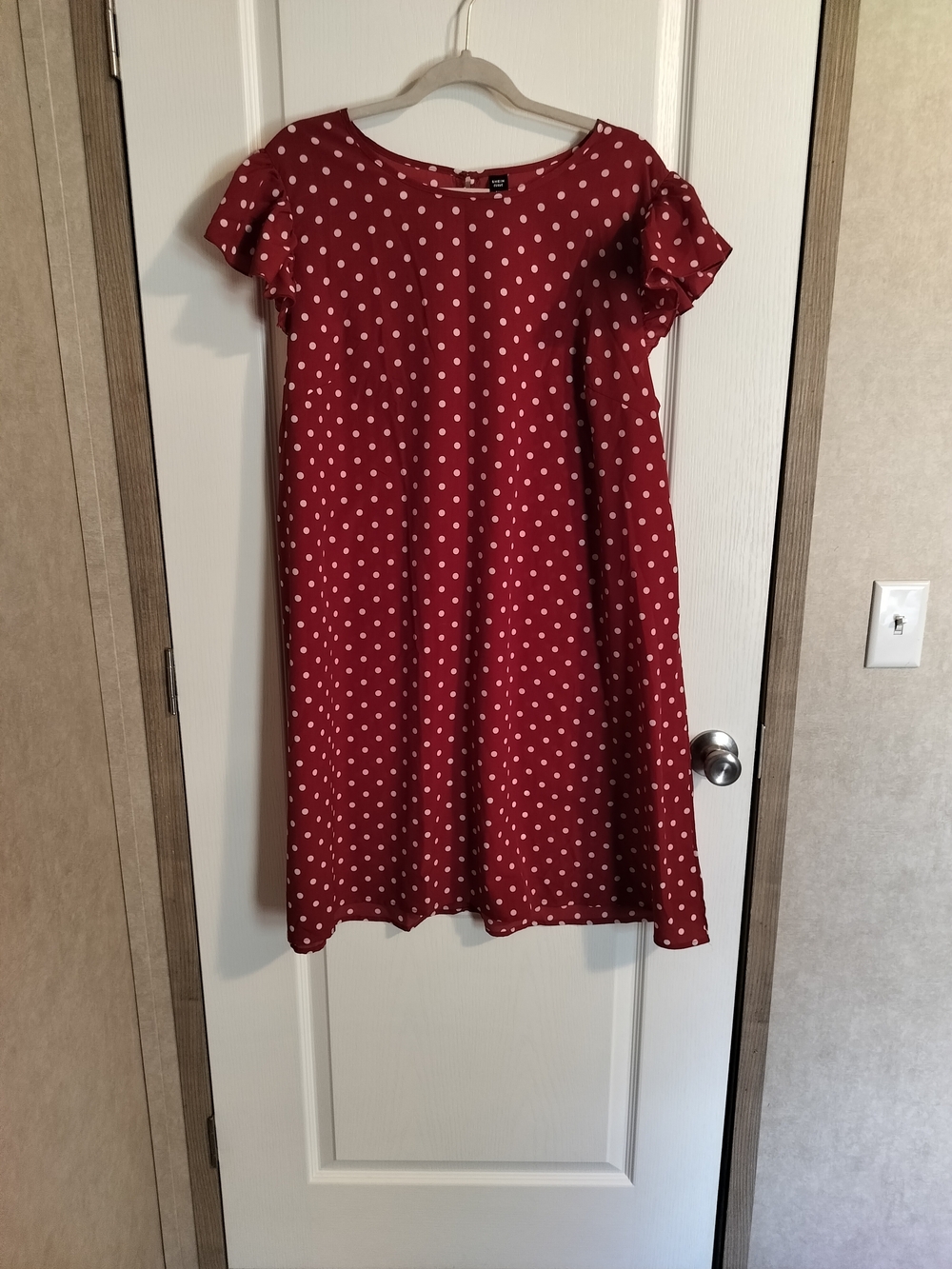 SHEIN Curve Red Polka Dot Short Sleeve Swing Dress - Size 3XL